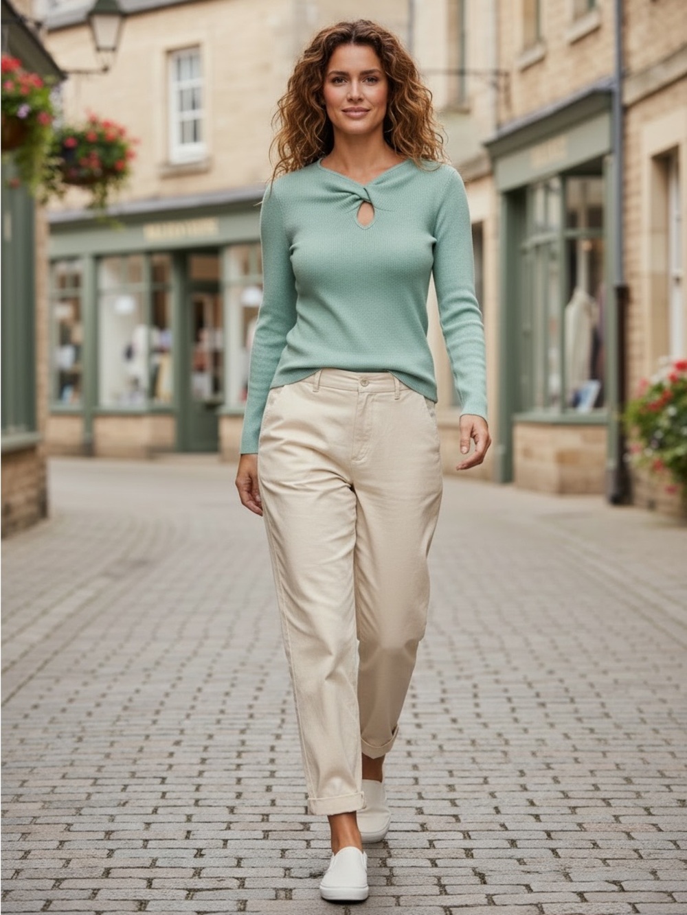 NWT INC International Concepts Twist Front Sweater - Green Mist, size PS